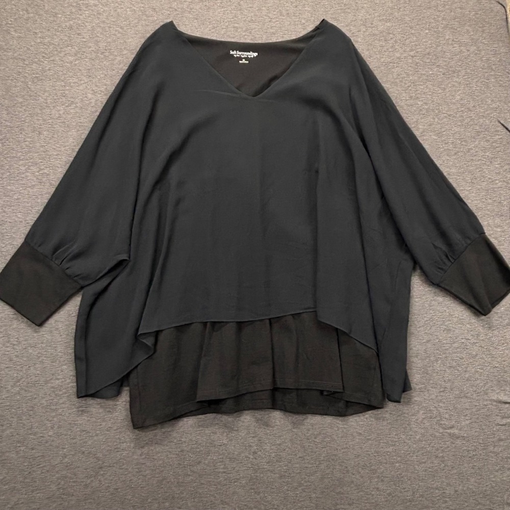 Soft Surroundings Tunic Womens 3X Layered V Neck Long Sleeve Black Sheer gothic